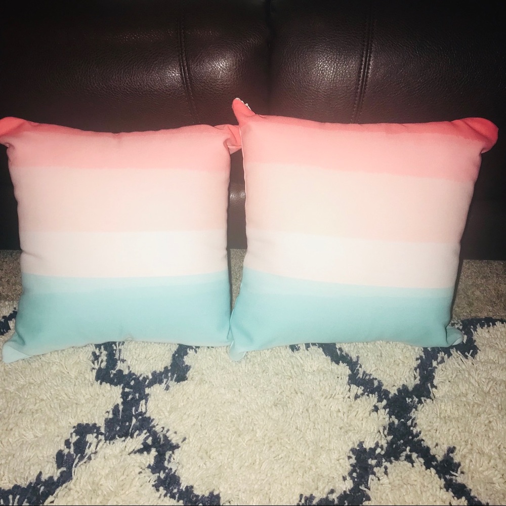 Coral Turquoise Ombré Throw Pillows Set of 2 Decor